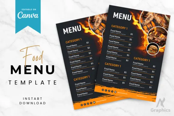 restaurant menu canva templates