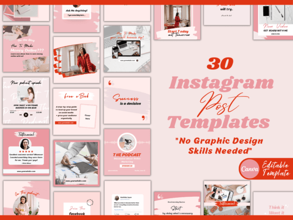 Red instagram canva post templates