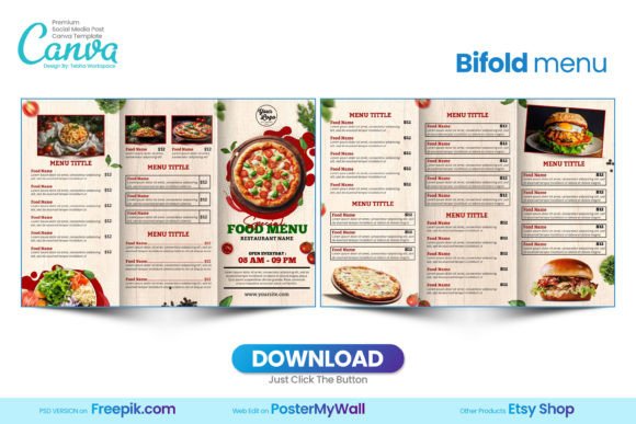restaurant menu canva templates