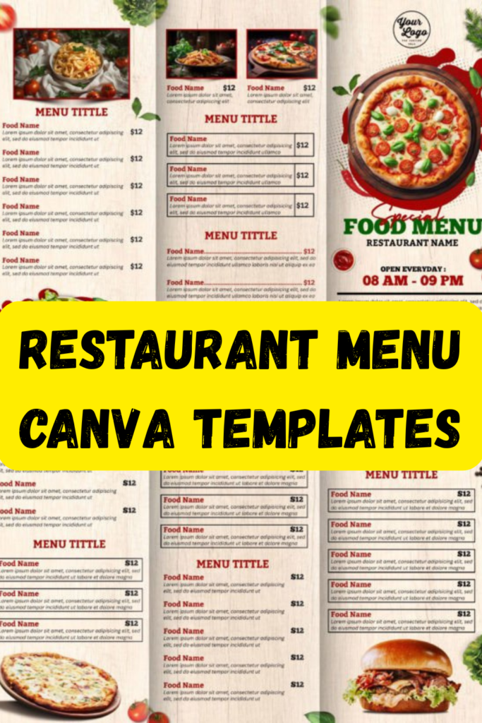 restaurant menu canva templates