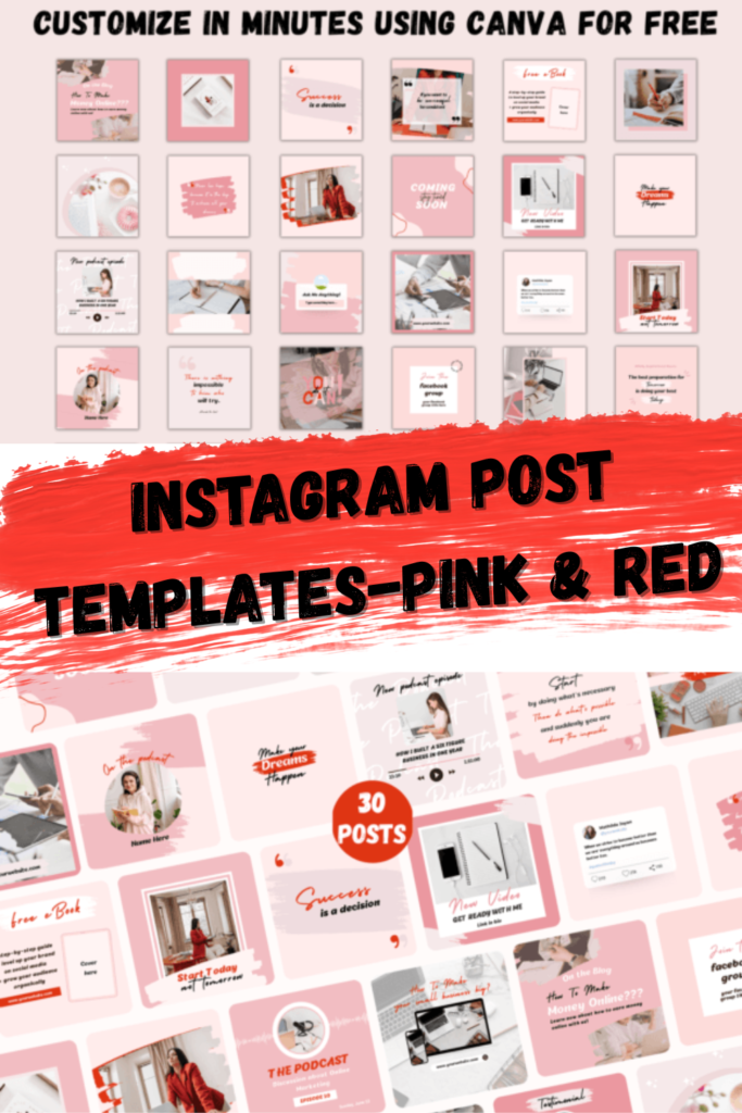 Red instagram canva post templates