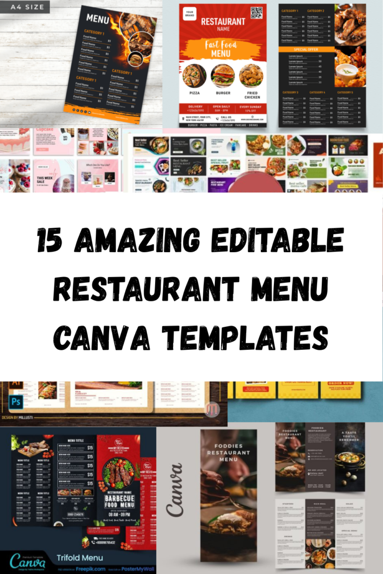 15 Amazing Editable restaurant menu canva templates