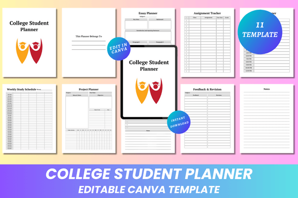 kdp student planner canva templates