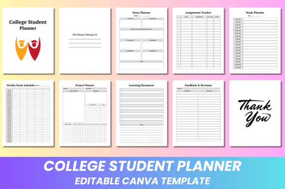 kdp student planner canva templates
