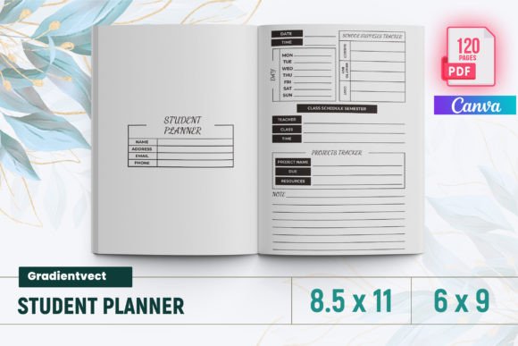 kdp student planner canva templates