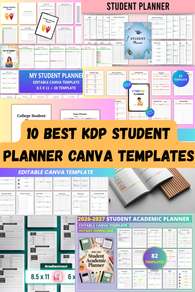 10 best kdp student planner canva templates
