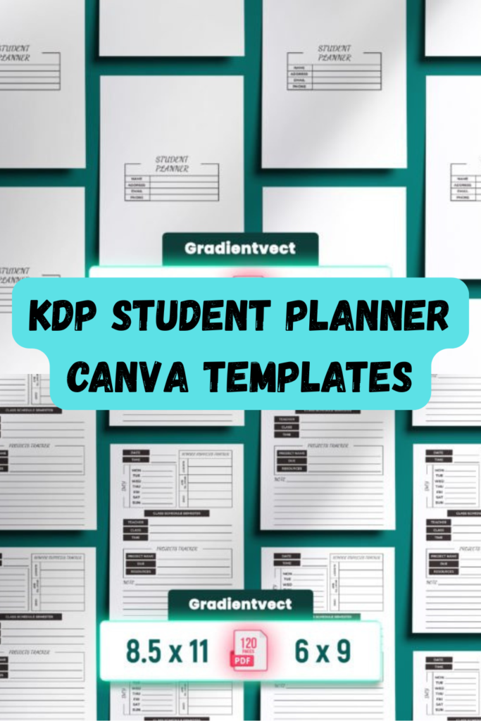 kdp student planner canva templates