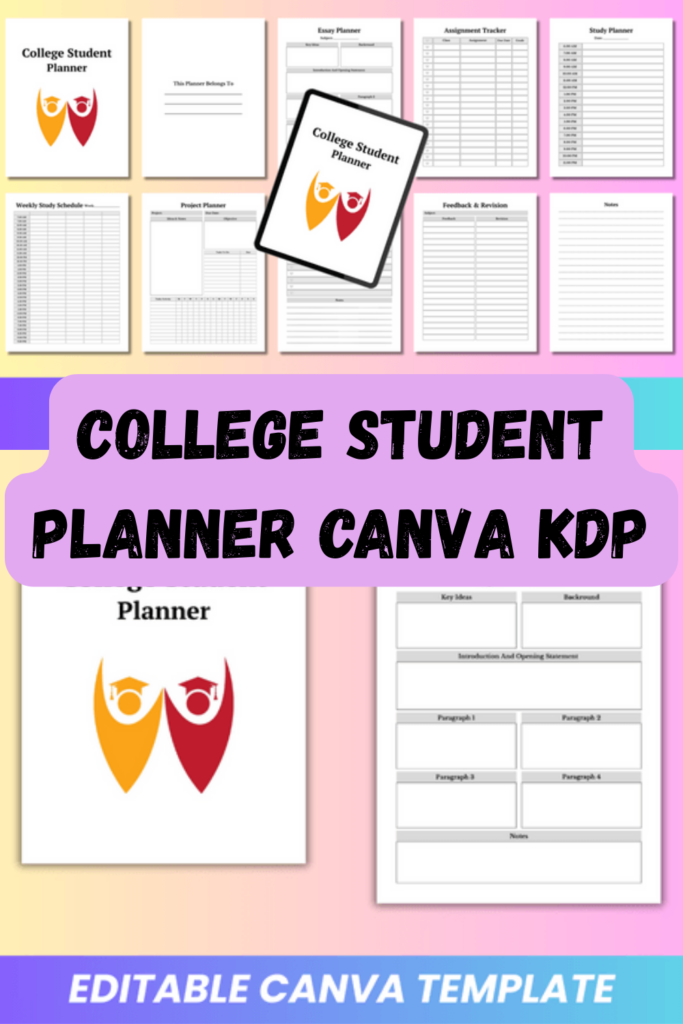 kdp student planner canva templates