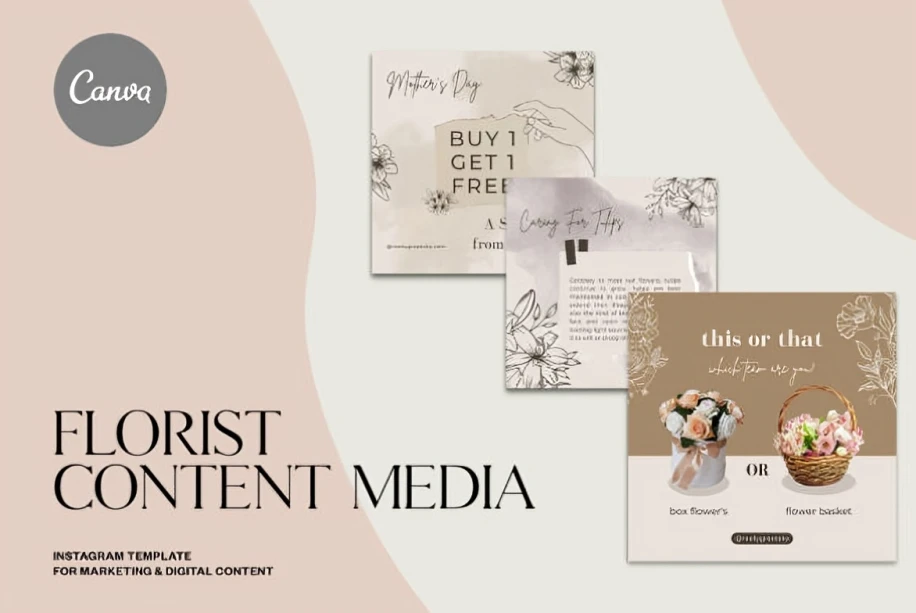 instagram canva post templates - Elegant Floral Instagram Canva Post Templates