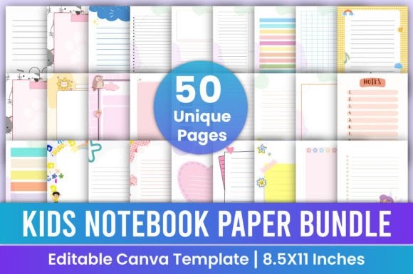 canva kdp templates - Kids Notebook Paper Bundle Kdp