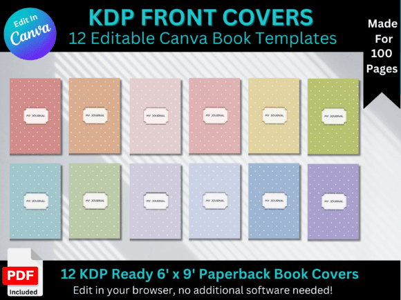 canva kdp templates - Polka Dot Journal Front Cover Templates