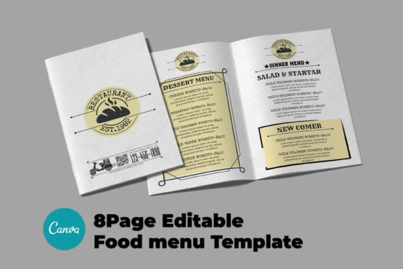 canva menu templates - A4/A5 Food Menu Canva Template