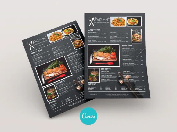 canva menu templates - Luxury Bar Menu Canva Template
