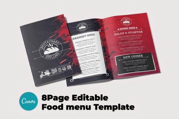 canva menu templates - Trifold Food Menu Canva Template