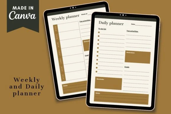 canva planner templates - canva planner templates: Daily and Weekly Digital Planner 2