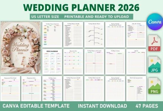 canva wedding planner - Wedding Planner 2026 Kdp Interior
