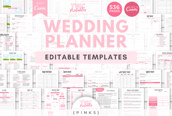 canva wedding planner - Wedding Planner Pinks