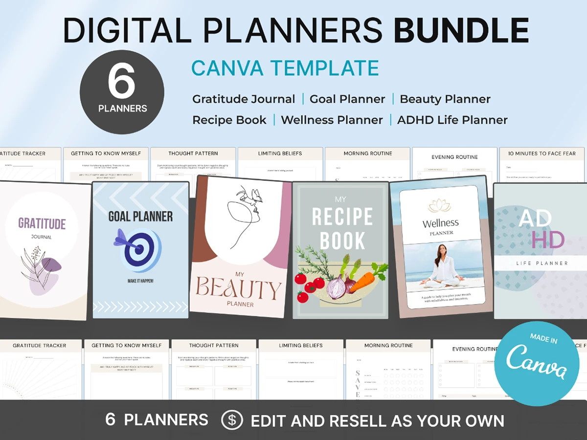 digital planner - 6 Done For You Digital Planners