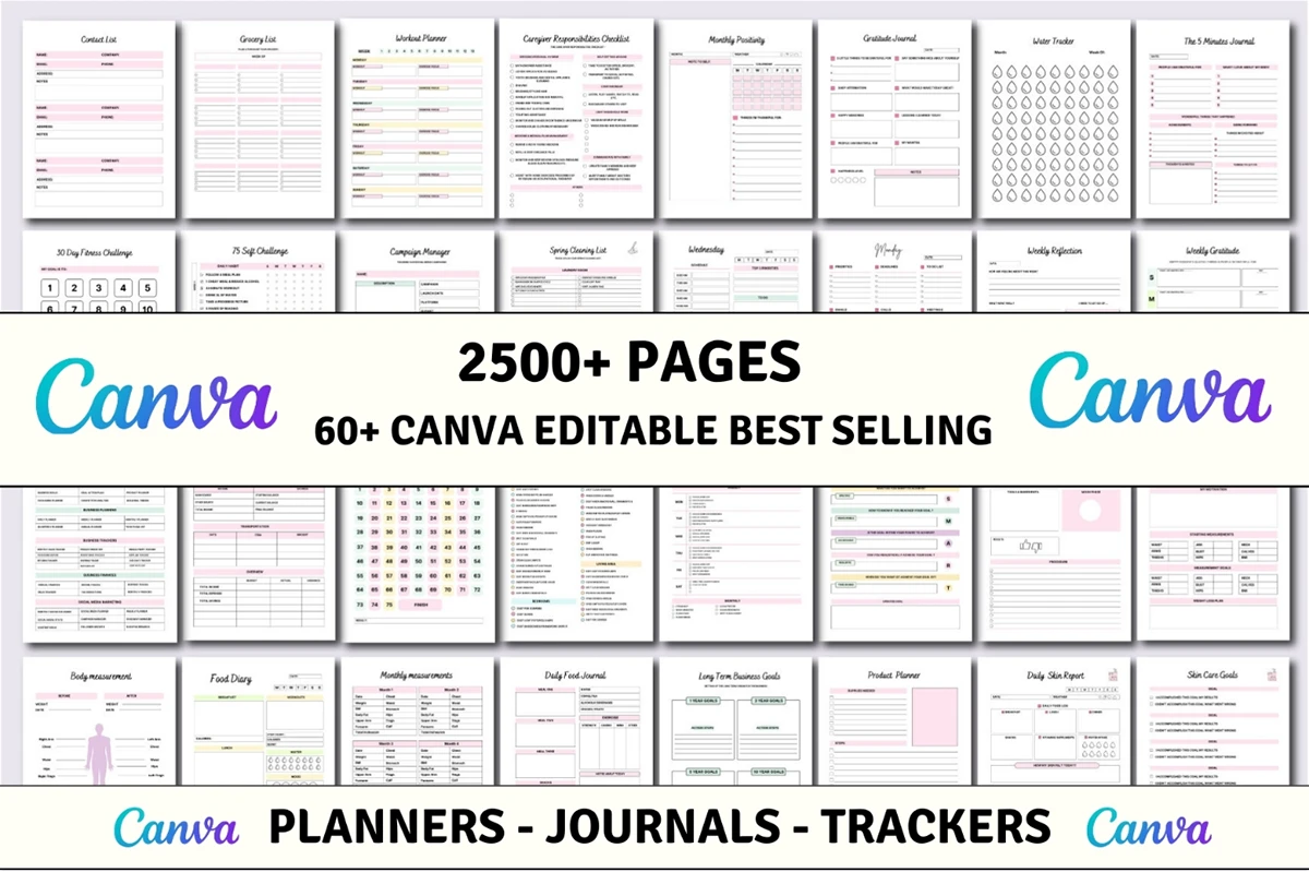 digital planner - 60 Editable Canva Planners Templates