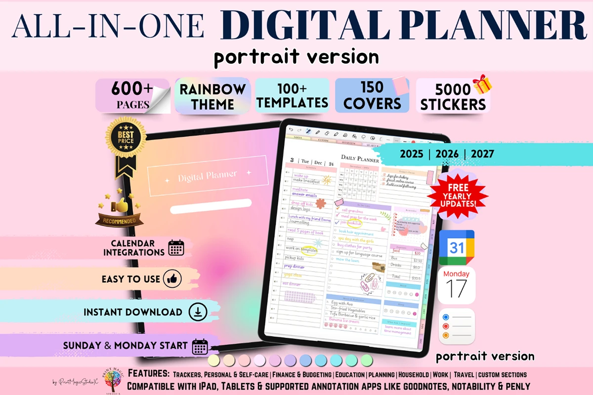 digital planner - All In One Digital Planner Portrait