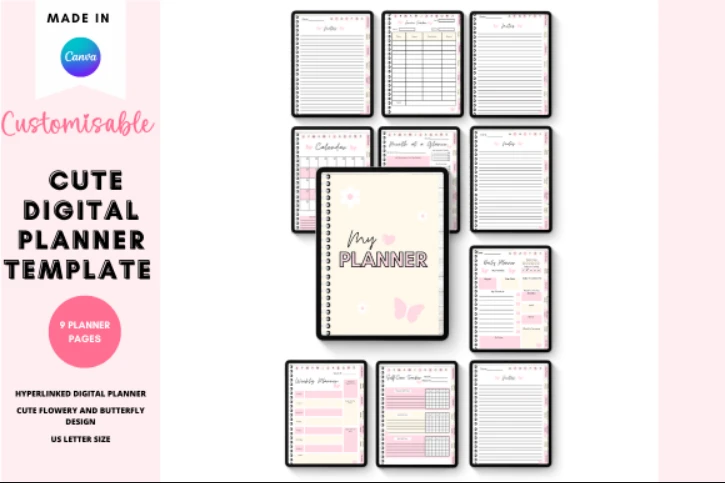 digital planner - Canva Digital Planner Cute Design