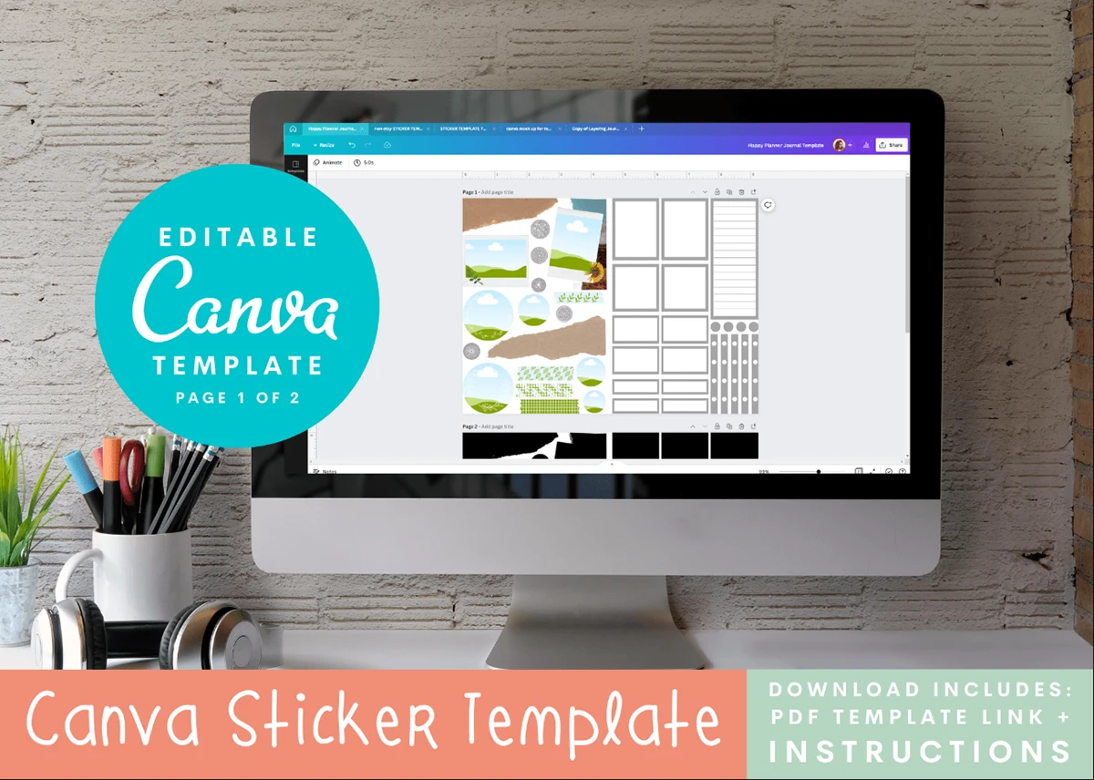 digital planner - Canva Happy Planner Journal Template