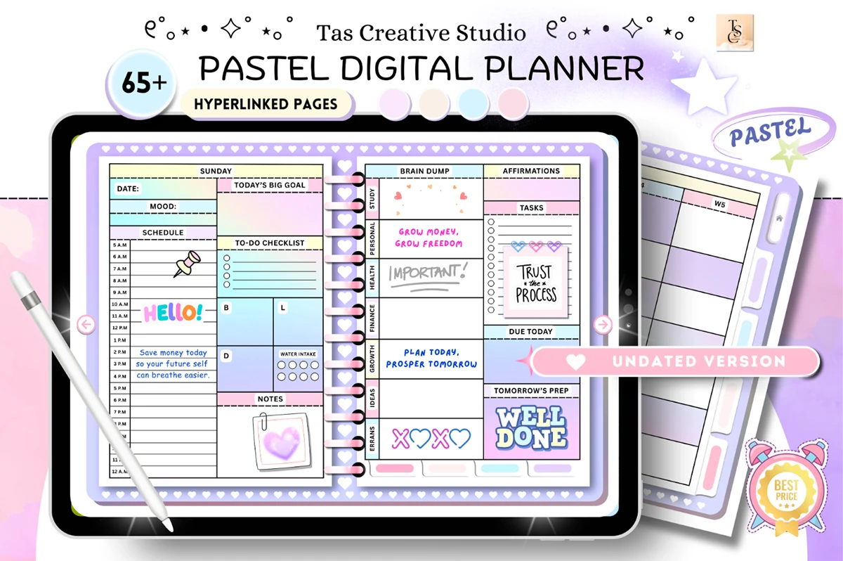 digital planner - Digital Planner Cute Pastel Undated
