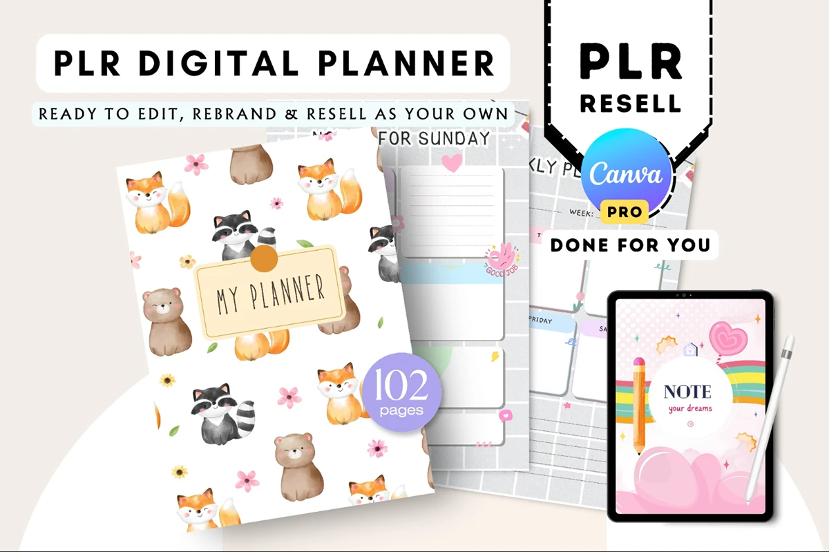 digital planner - In Demand PLR Cute Digital Planner Canva