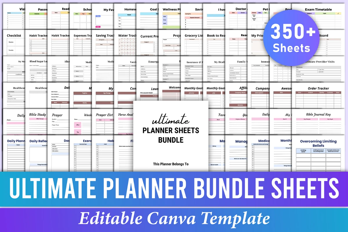 digital planner - Ultimate Planner Sheets Bundle Canva