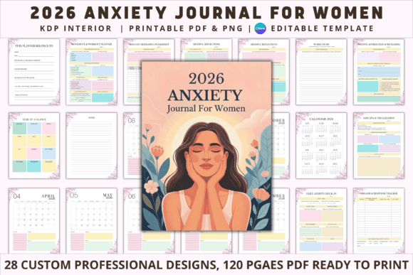 editable kdp templates - Anxiety Journal For Women 2