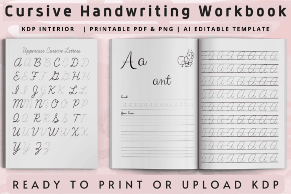 editable kdp templates - Cursive Handwriting Workbook For Kids 5