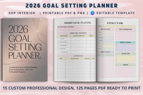editable kdp templates - Goal Setting Planner 2
