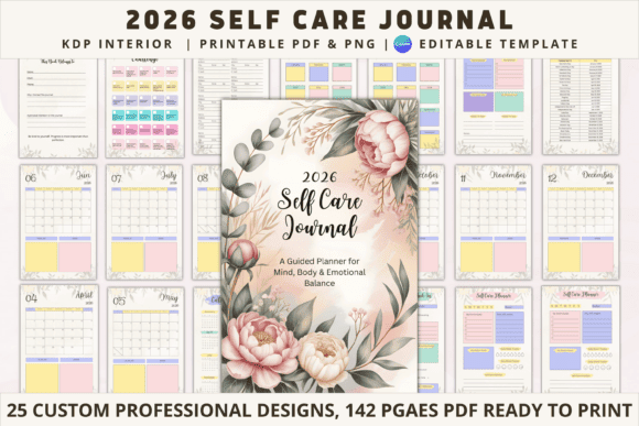 editable kdp templates - Self Care Journal Kdp Interior