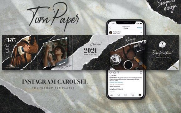 instagram carousel templates - Polaroid Instagram Carousel