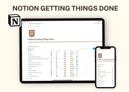 notion planner templates - Getting Things Done Notion Template