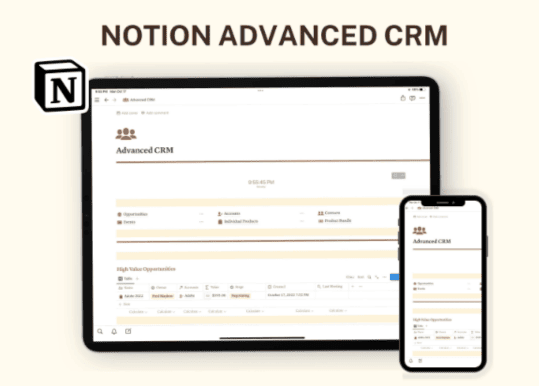 notion planner templates - Notion Advanced CRM