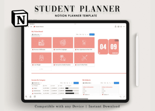 notion planner templates - Notion Student Planner