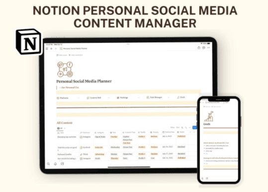 notion planner templates - Personal Social Media Planner