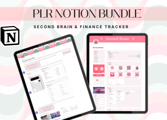 notion planner templates - PLR Second Brain Finance Tracker