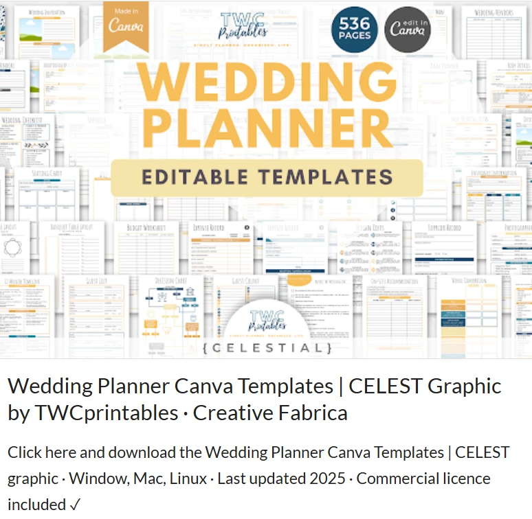 wedding planner canva template - Bridal shower planner Canva template set