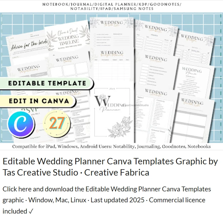 wedding planner canva template - Bright wedding planner canva template