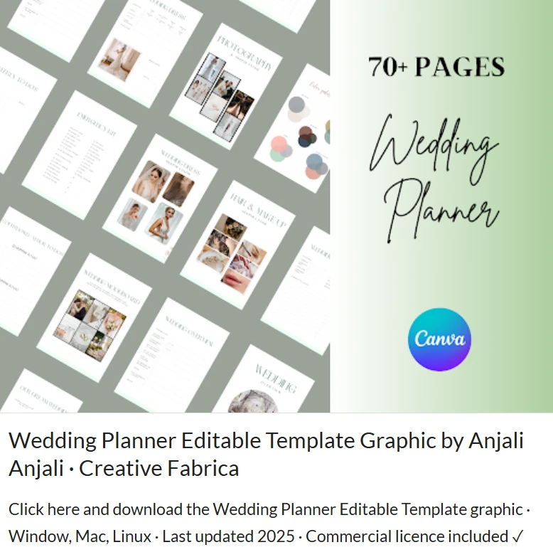 wedding planner canva template - Summer wedding planner canva template